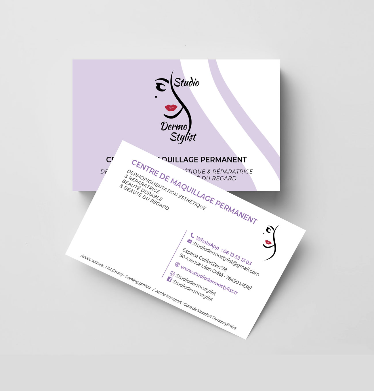 Mockup Carte de visite - Studio Dermo-Stylist @lms_freelance